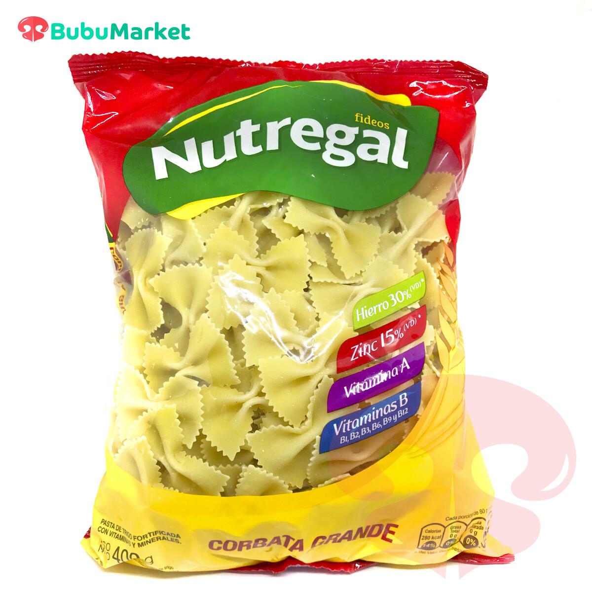 FIDEOS NUTREGAL CORBATA BOLSA DE 400 GR. FIDEOS NUTREGAL CORBATA BOLSA DE 400 GR.