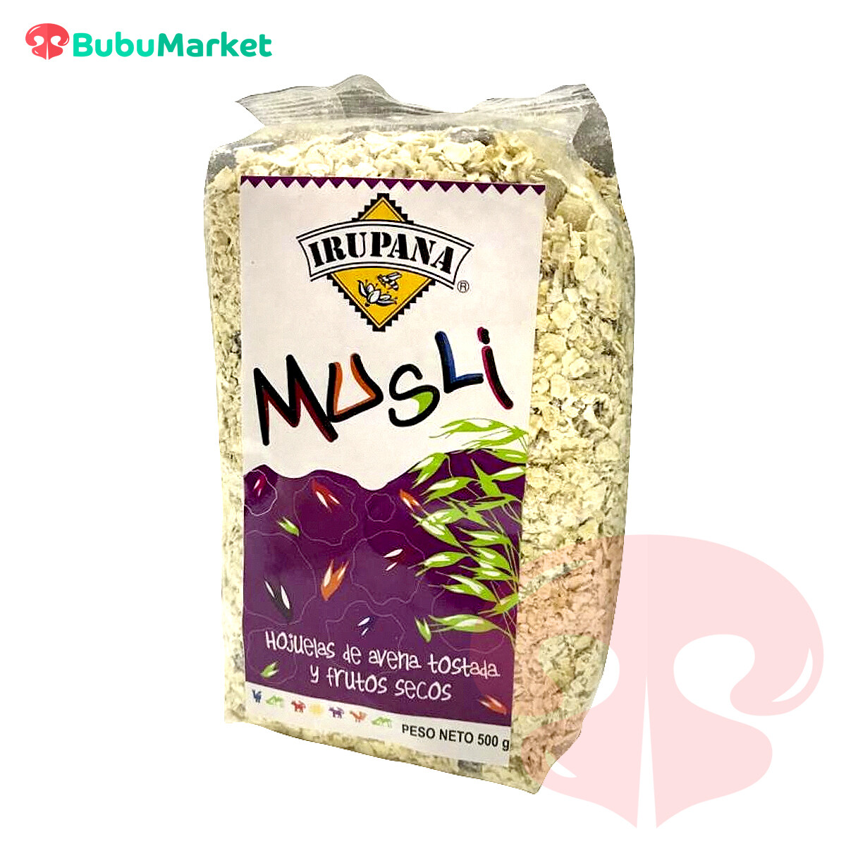 MUSLI HOJUELAS DE AVENA TOSTADA Y FRUTOS SECOS IRUPANA 500 GR. MUSLI HOJUELAS DE AVENA TOSTADA Y FRUTOS SECOS IRUPANA 500 GR.