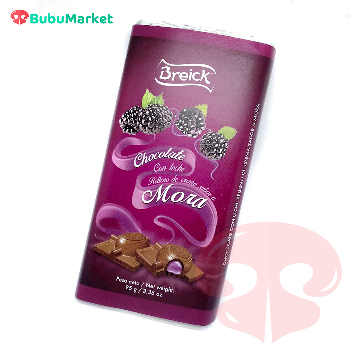CHOCOLATE CON LECHE RELLENO DE CREMA SABOR A MORA BREICK TABLETA 95 GR. CHOCOLATE CON LECHE RELLENO DE CREMA SABOR A MORA BREICK TABLETA 95 GR.