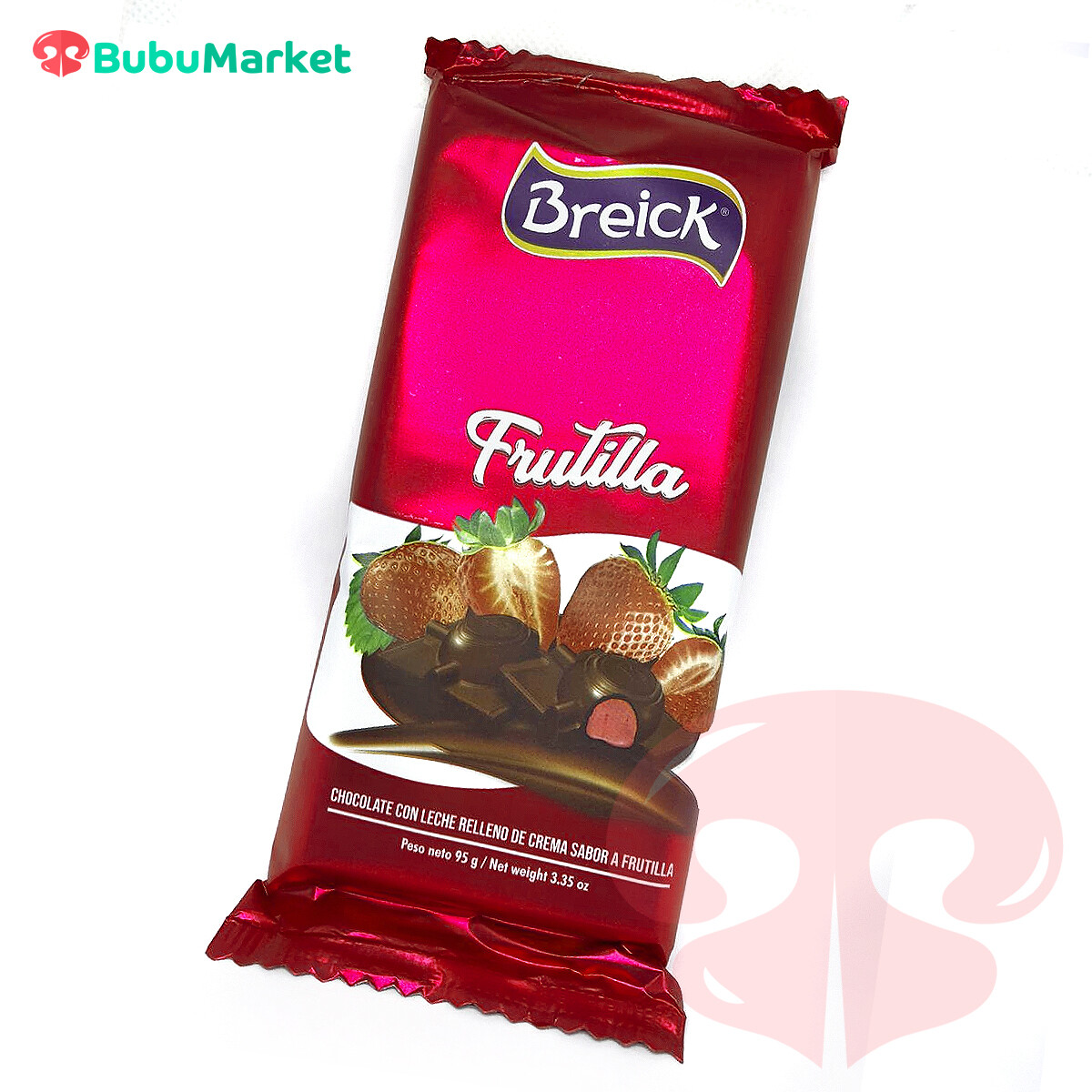CHOCOLATE CON LECHE RELLENO DE CREMA SABOR A FRUTILLA BREICK TABLETA 95 GR. CHOCOLATE CON LECHE RELLENO DE CREMA SABOR A FRUTILLA BREICK TABLETA 95 GR.