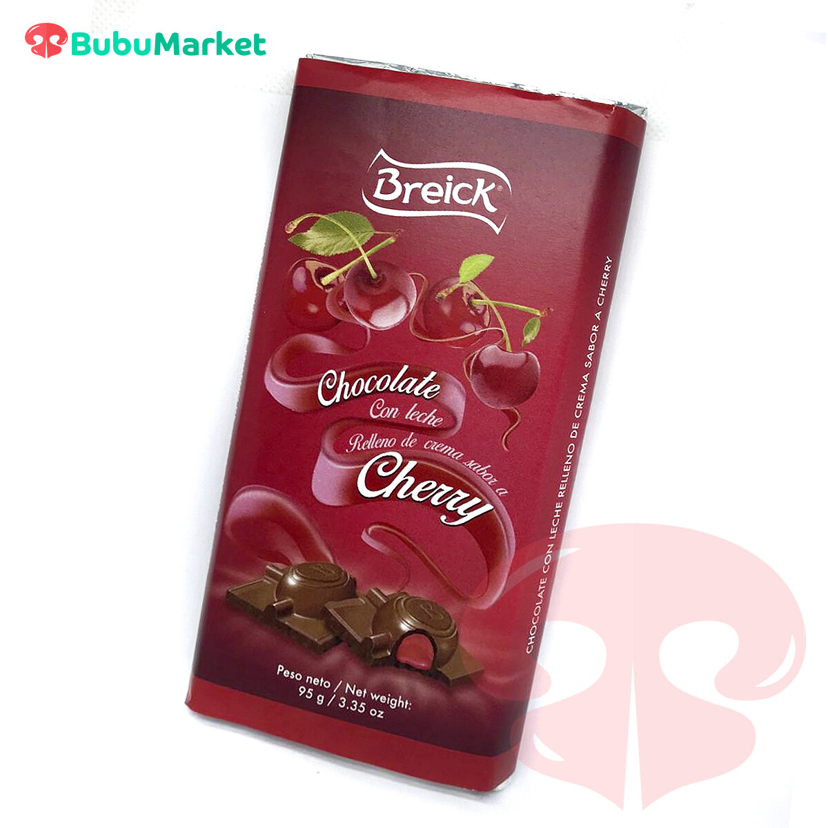 CHOCOLATE CON LECHE RELLENO DE CREMA SABOR A CHERRY BREICK TABLETA 95 GR. CHOCOLATE CON LECHE RELLENO DE CREMA SABOR A CHERRY BREICK TABLETA 95 GR.