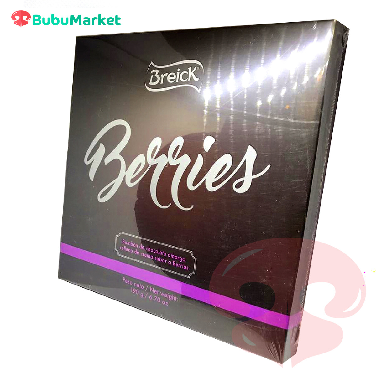 CAJA BERRIES, CHOCOLATE AMARGO RELLENO CREMA BERRIES BREICK 190 GR. CAJA BERRIES, CHOCOLATE AMARGO RELLENO CREMA BERRIES BREICK 190 GR.