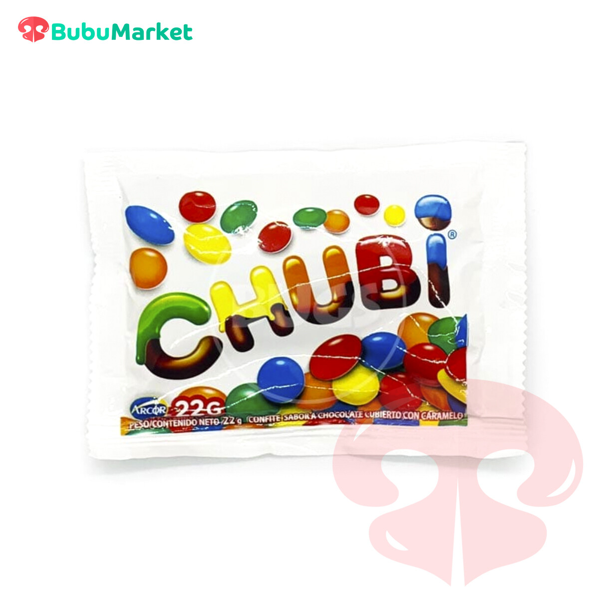 CHUBI CONFITE SABOR CHOCOLATE CUBIERTO DE CARAMELO 16 GR. CHUBI CONFITE SABOR CHOCOLATE CUBIERTO DE CARAMELO 16 GR.