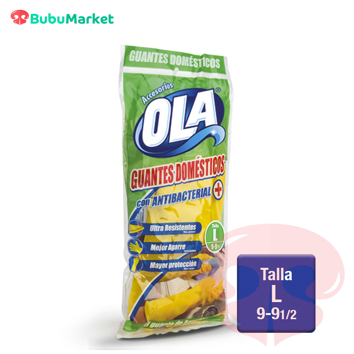 GUANTES DOMESTICOS OLA TALLA L (9-9y1/2) GUANTES DOMESTICOS OLA TALLA L (9-9y1/2)
