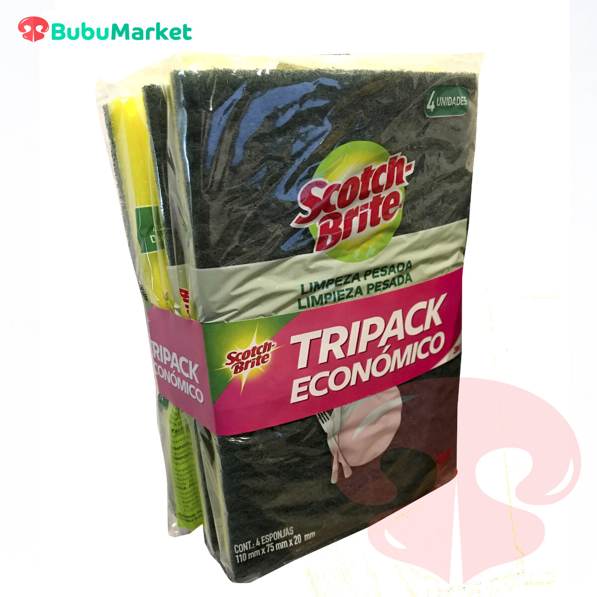 ESPONJA SCOTCH BRITE LIMPIEZA PESADA TRIPACK ECONOMICO (3 LAMINAS DE 4 U.) ESPONJA SCOTCH BRITE LIMPIEZA PESADA TRIPACK ECONOMICO (3 LAMINAS DE 4 U.)