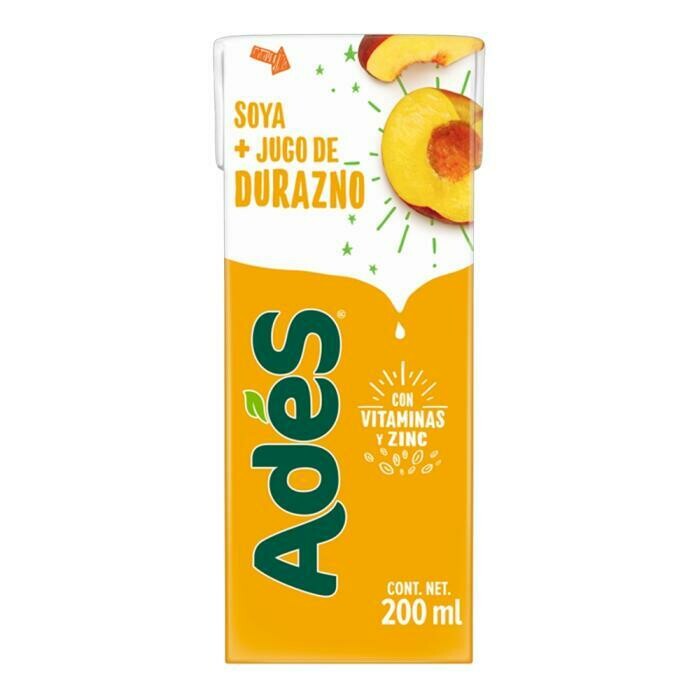 ADES SOYA CON JUGO DE DURAZNO CAJA DE 200 ML. ADES SOYA CON JUGO DE DURAZNO CAJA DE 200 ML.