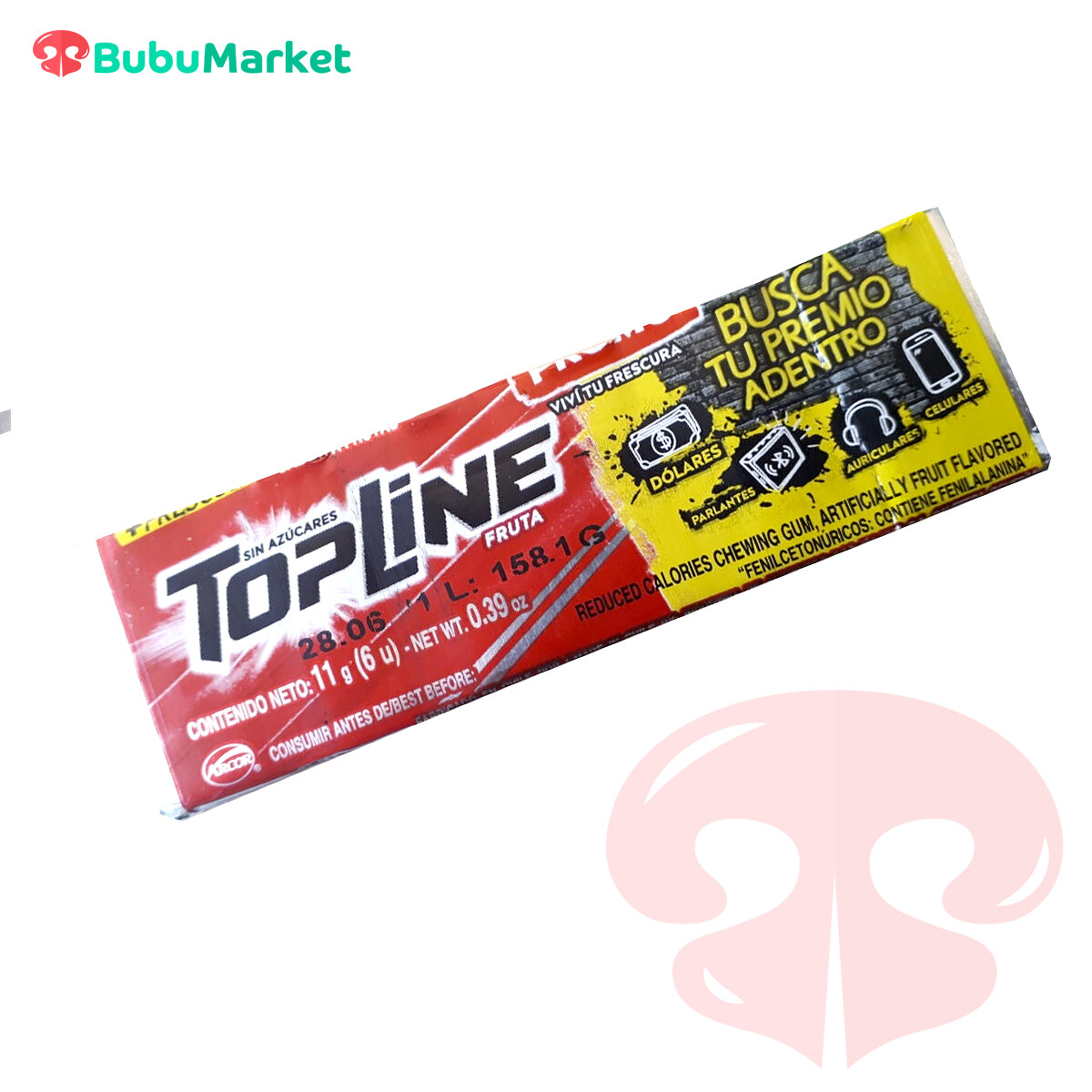 CHICLE TOP LINE FRUTA 11 GR. CHICLE TOP LINE FRUTA 11 GR.