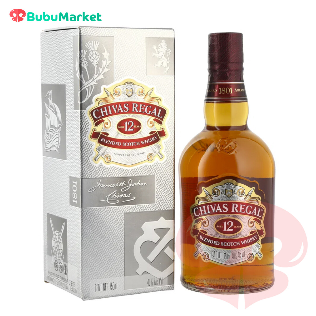 WHISKY CHIVAS REGAL 12 AÑOS 750 ML. WHISKY CHIVAS REGAL 12 AÑOS 750 ML.