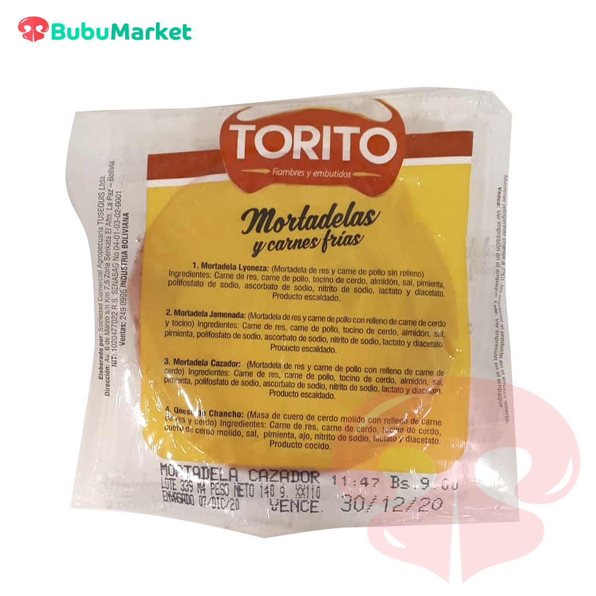 MORTADELA CAZADOR TORITO 140 GR. MORTADELA CAZADOR TORITO 140 GR.
