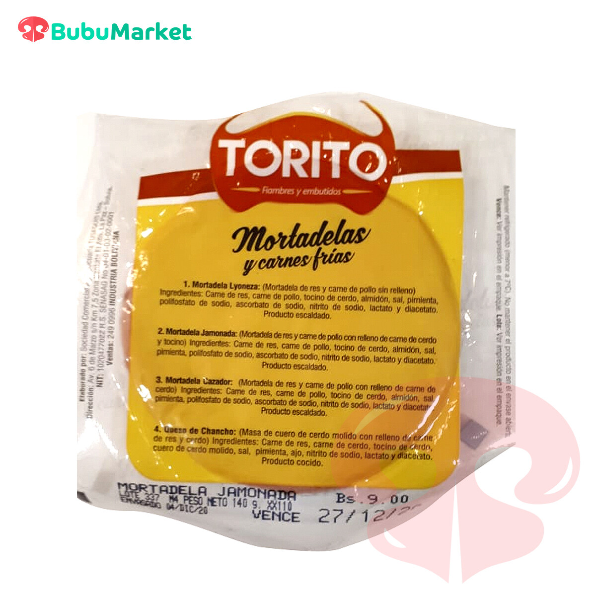 MORTADELA JAMONADA TORITO 140 GR. MORTADELA JAMONADA TORITO 140 GR.