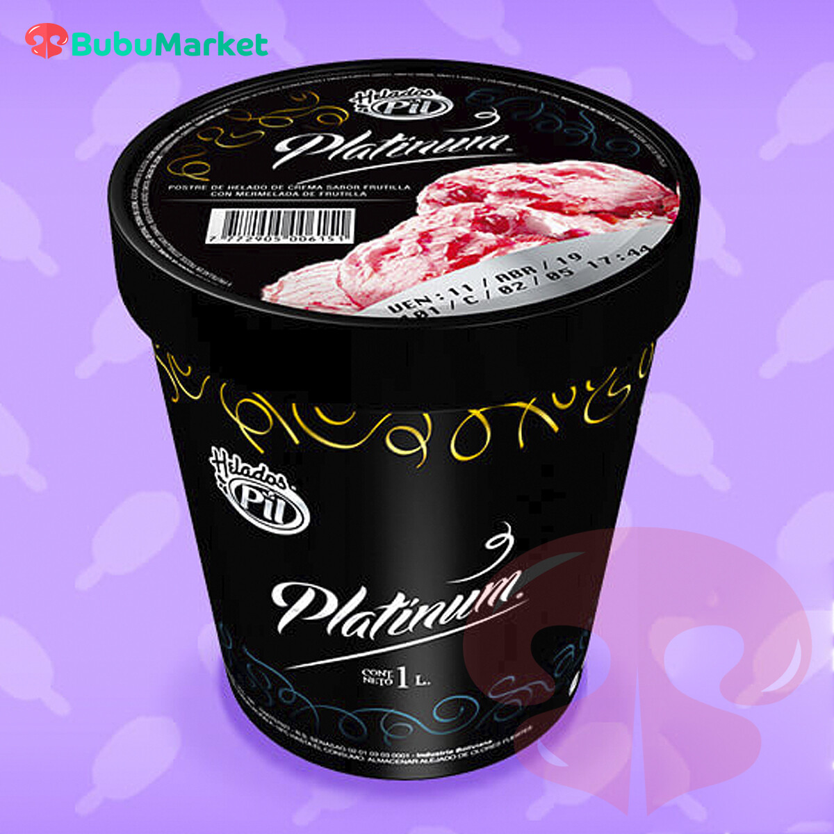 HELADO PIL POSTRE PLATINUM CREMA CON MERMELADA FRAMBUESA 1 L. HELADO PIL POSTRE PLATINUM CREMA CON MERMELADA FRAMBUESA 1 L.