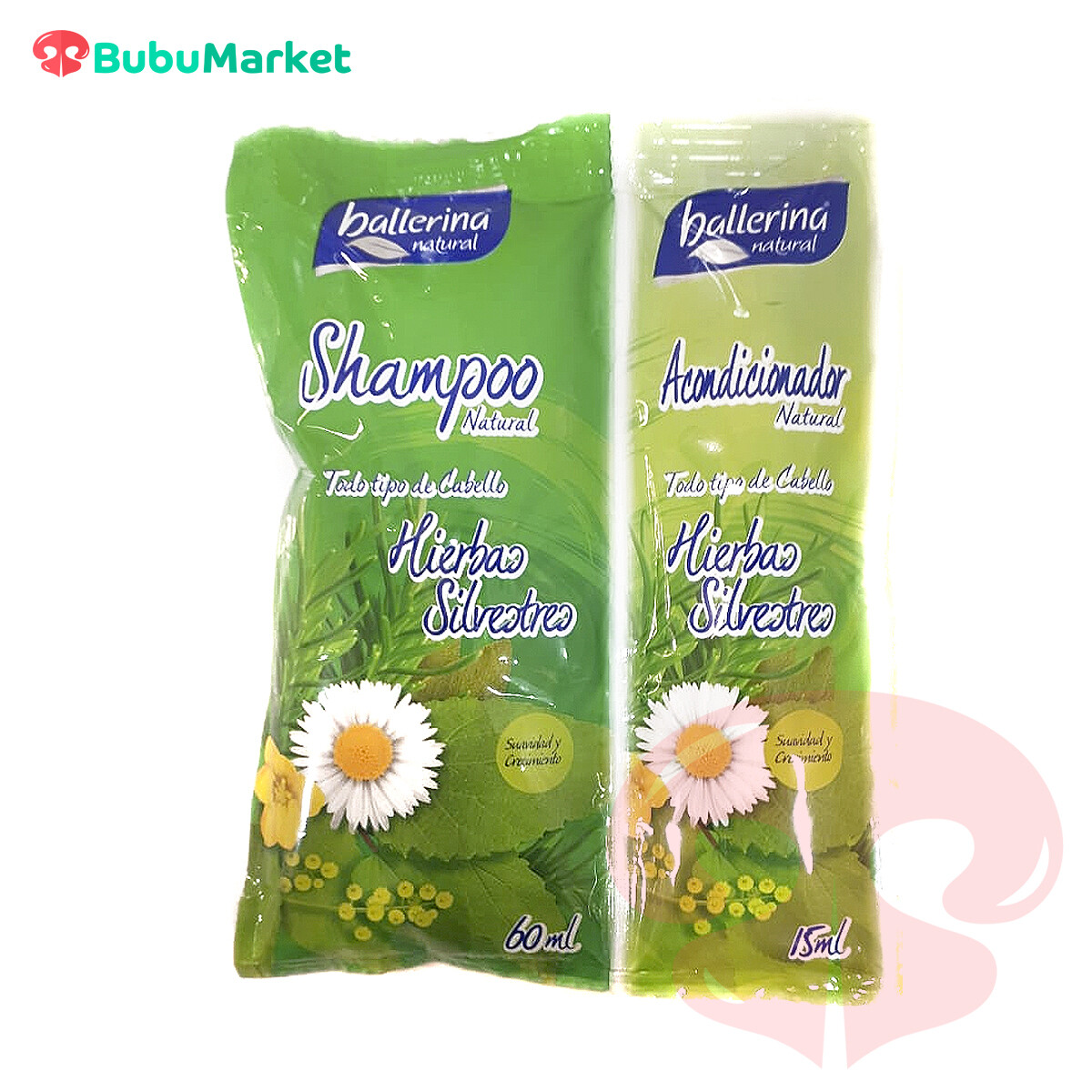 SHAMPOO Y ACONDICIONADOR SACHET BALLERINA HIERBAS SILVESTRES 60 Y 15 ML. SHAMPOO Y ACONDICIONADOR SACHET BALLERINA HIERBAS SILVESTRES 60 Y 15 ML.