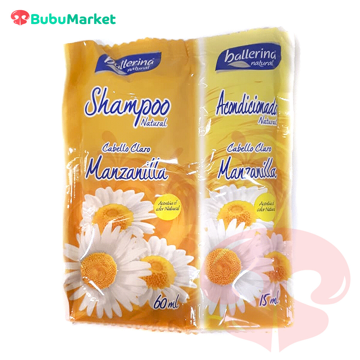 SHAMPOO Y ACONDICIONADOR SACHET BALLERINA MANZANILLA 60 Y 15 ML. SHAMPOO Y ACONDICIONADOR SACHET BALLERINA MANZANILLA 60 Y 15 ML.