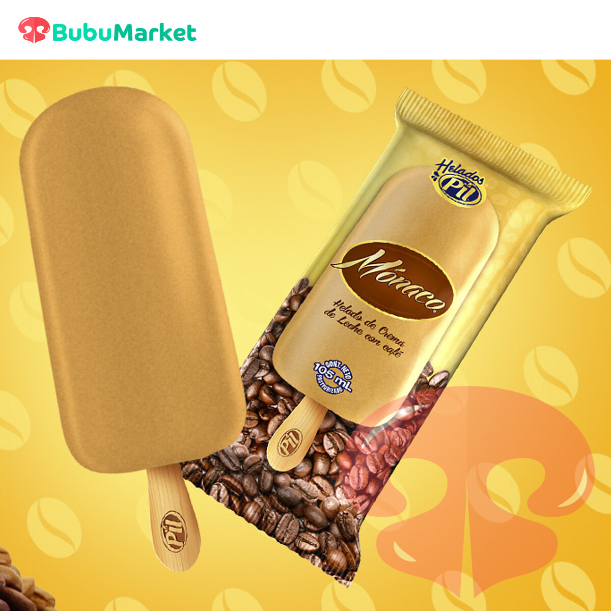 HELADO PIL PALETA DE CREMA DE LECHE CON CAFE MONACO 105 ML. HELADO PIL PALETA DE CREMA DE LECHE CON CAFE MONACO 105 ML.