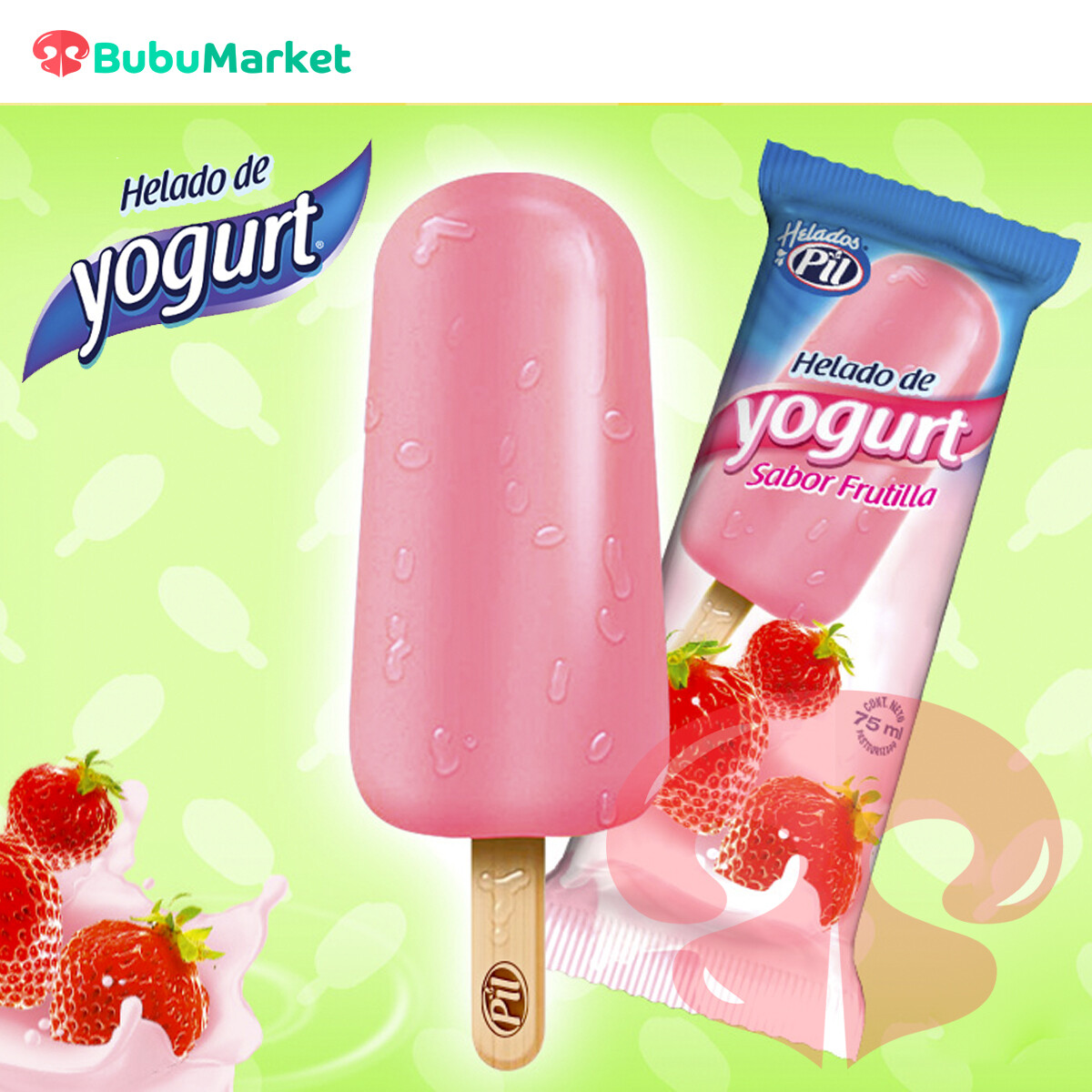 HELADO PIL PALETA DE CREMA YOGURT FRUTILLA 75 ML. HELADO PIL PALETA DE CREMA YOGURT FRUTILLA 75 ML.