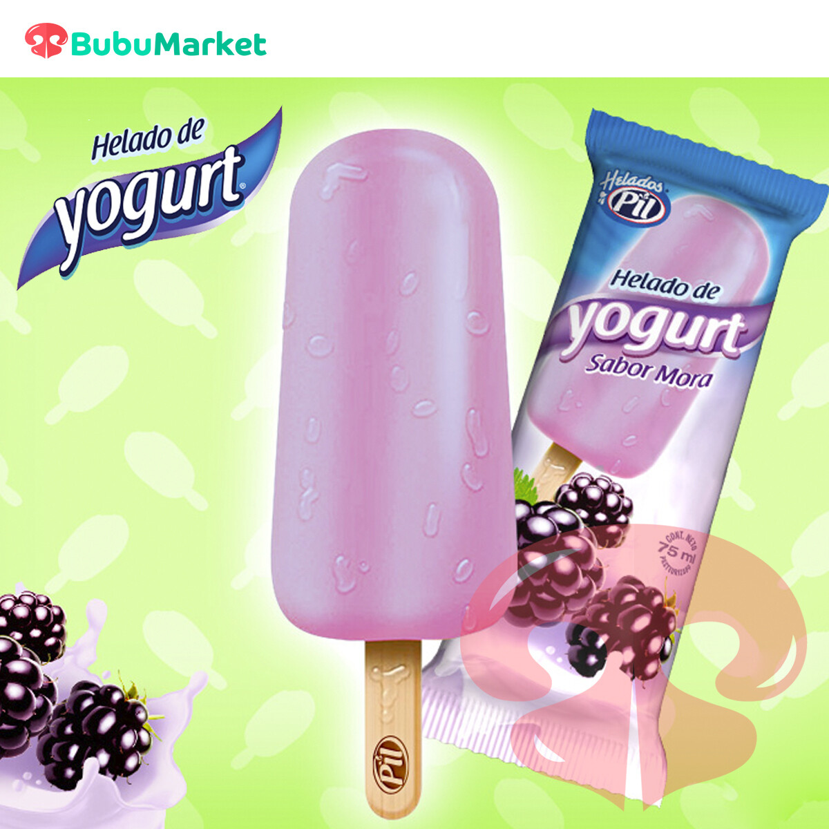 HELADO PIL PALETA DE CREMA YOGURT MORA 75 ML. HELADO PIL PALETA DE CREMA YOGURT MORA 75 ML.