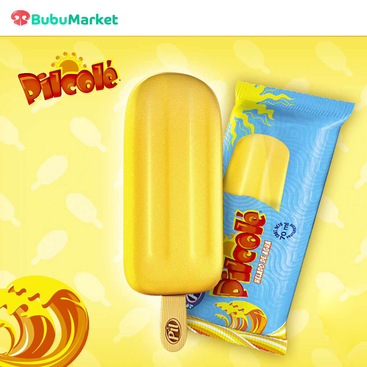 HELADO PIL PALETA DE AGUA PILCOLE DE PIÑA 70 ML. HELADO PIL PALETA DE AGUA PILCOLE DE PIÑA 70 ML.
