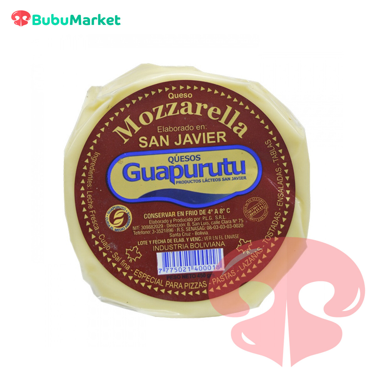 QUESO GUAPURUTU MOZZARELLA 450 GR. QUESO GUAPURUTU MOZZARELLA 450 GR.