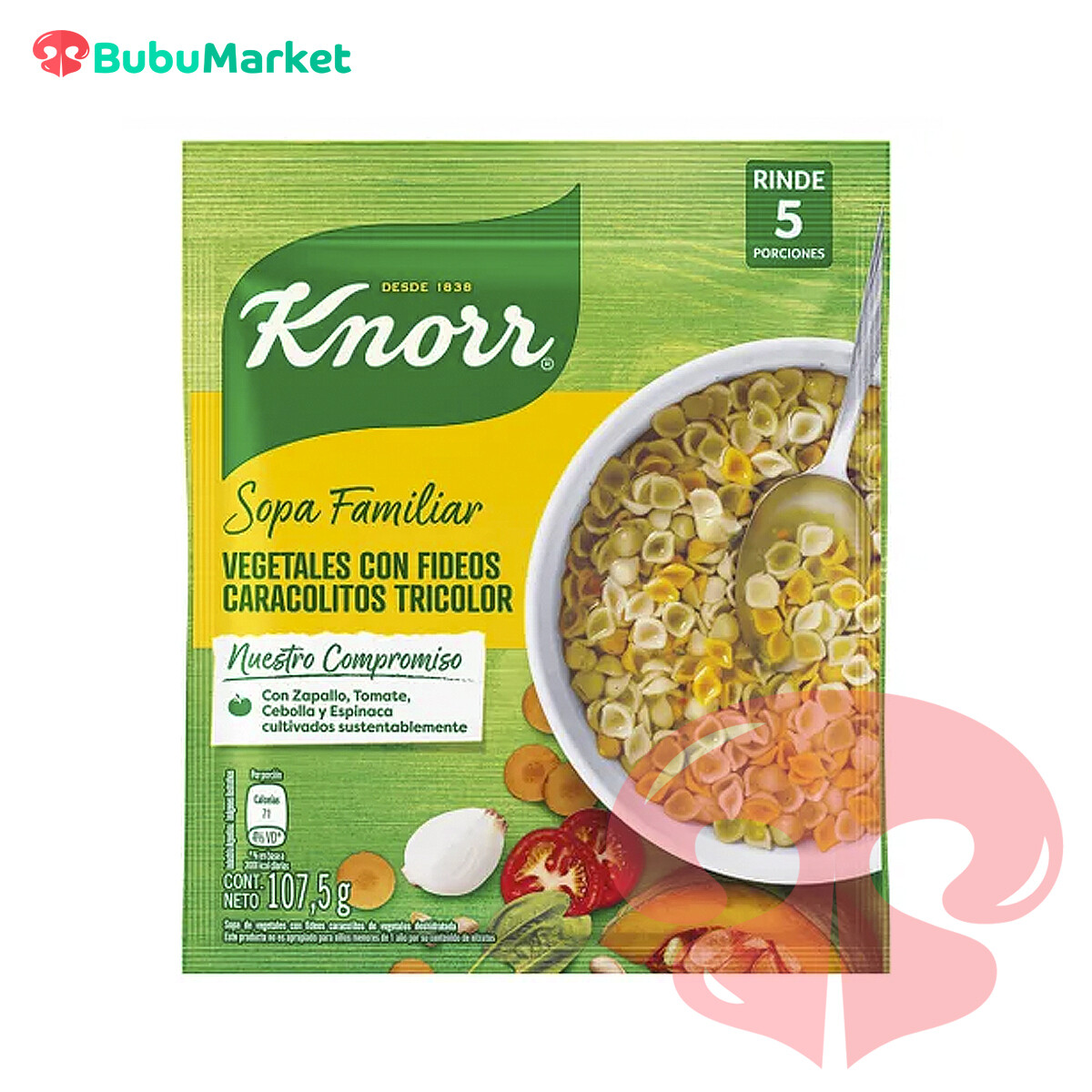 SOPA KNORR FAMILIAR VEGETALES CON FIDEOS CARACOLITOS TRICOLOR 107,5 GR. SOPA KNORR FAMILIAR VEGETALES CON FIDEOS CARACOLITOS TRICOLOR 107,5 GR.