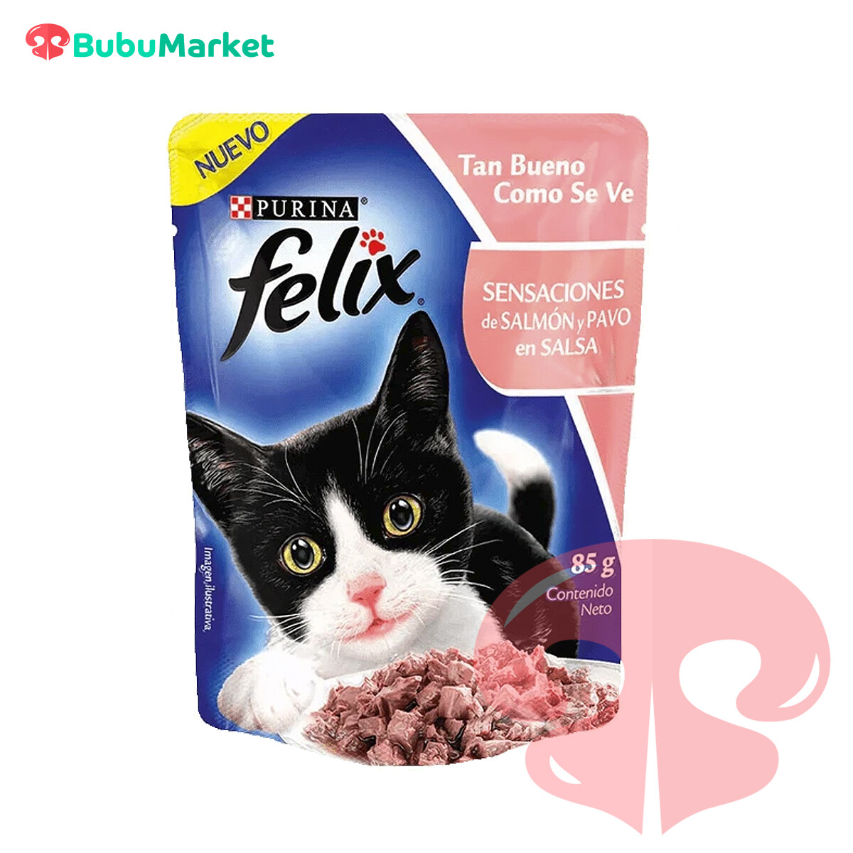 FELIX ALIMENTO PARA GATO SENSACION DE SALMON EN SALSA 85 GR. FELIX ALIMENTO PARA GATO SENSACION DE SALMON EN SALSA 85 GR.