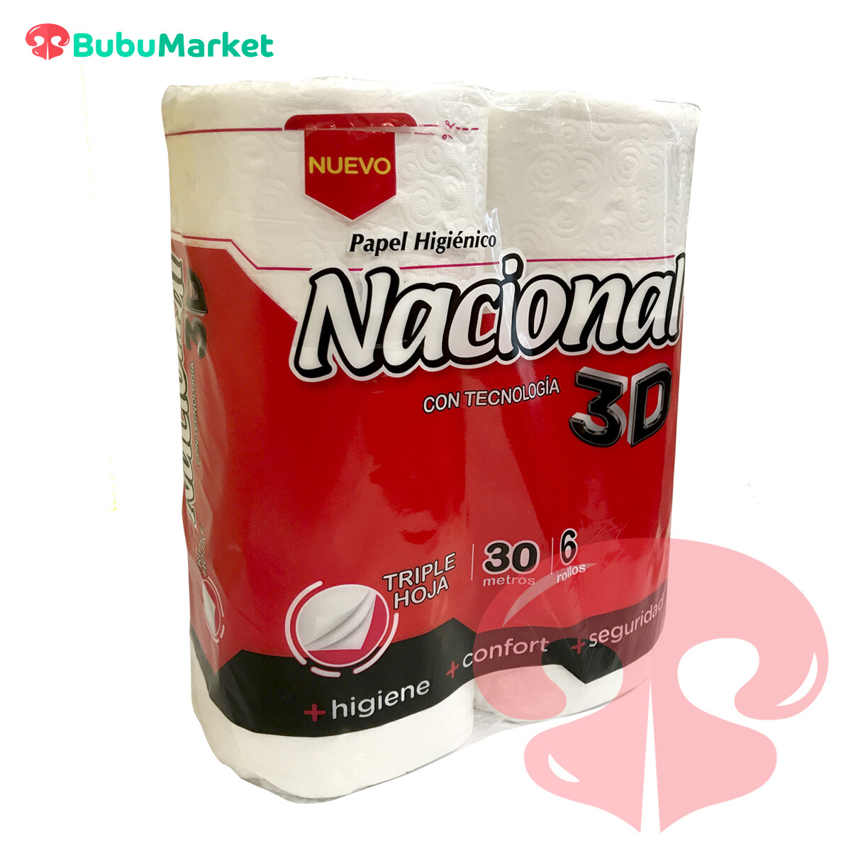 PAPEL HIGIENICO NACIONAL TRIPLE HOJA 3D 6 ROLLOS PAPEL HIGIENICO NACIONAL TRIPLE HOJA 3D 6 ROLLOS