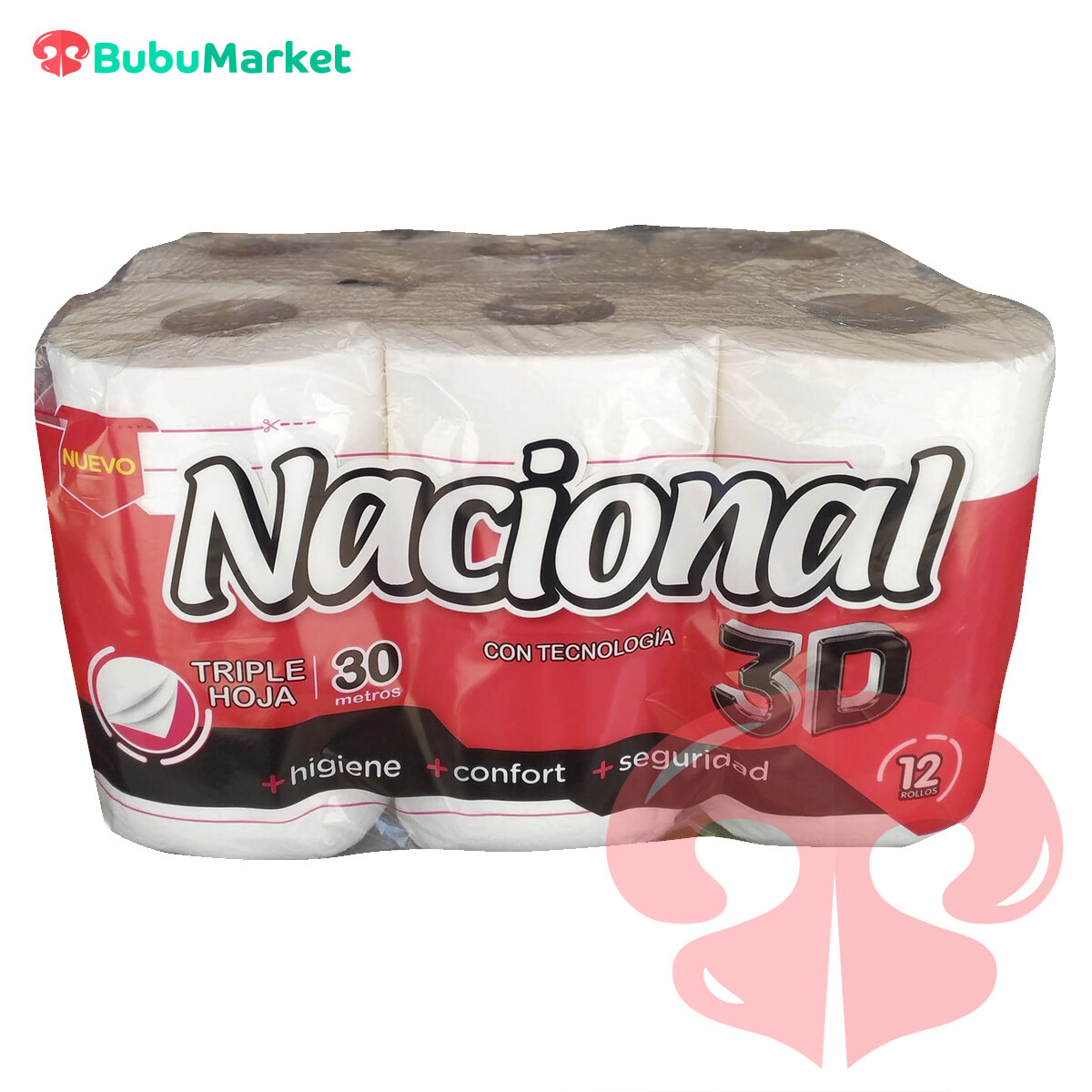 PAPEL HIGIENICO NACIONAL TRIPLE HOJA 3D 12 ROLLOS PAPEL HIGIENICO NACIONAL TRIPLE HOJA 3D 12 ROLLOS
