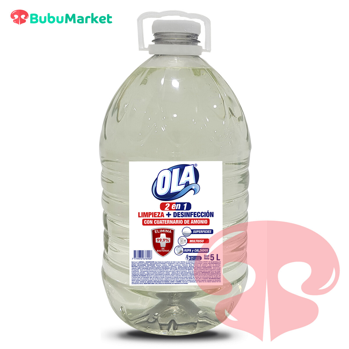 DESINFECTANTE OLA LIMPIADOR 2 EN 1 CON AMONIO CUATERNARIO 5 L. DESINFECTANTE OLA LIMPIADOR 2 EN 1 CON AMONIO CUATERNARIO 5 L.