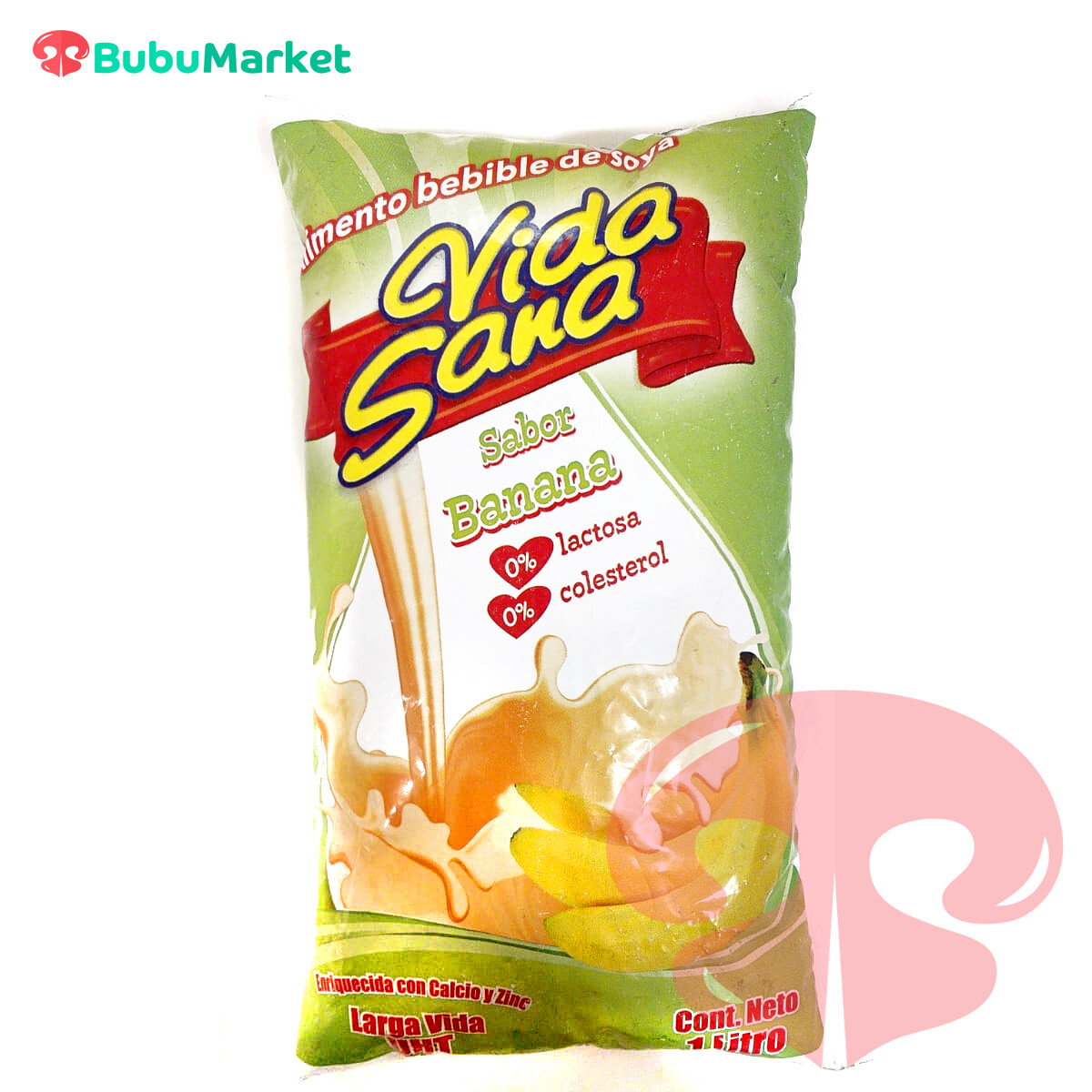 LECHE DE SOYA VIDA SANA SABOR BANANA 1 L. LECHE DE SOYA VIDA SANA SABOR BANANA 1 L.
