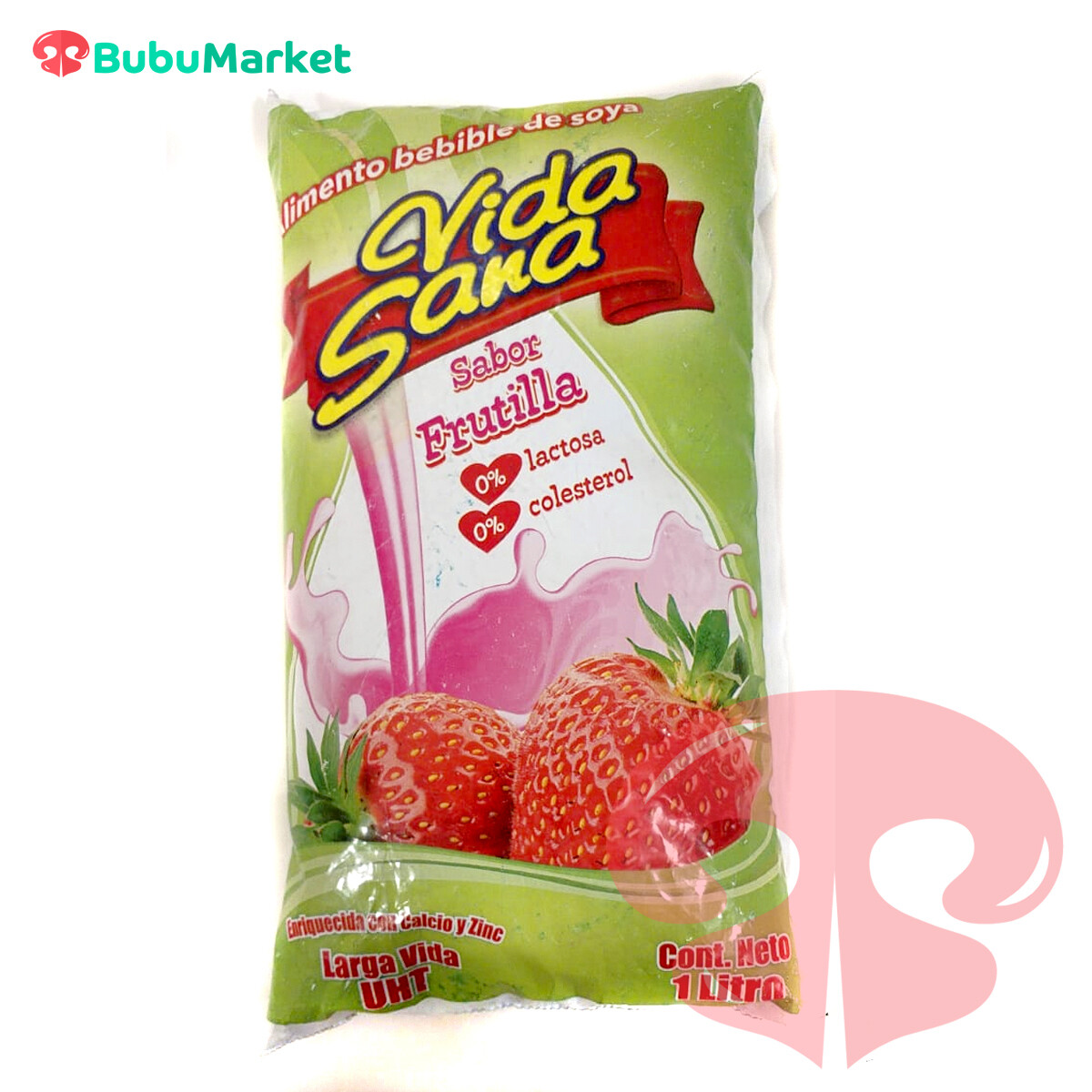 LECHE DE SOYA VIDA SANA SABOR FRUTILLA 1 L. LECHE DE SOYA VIDA SANA SABOR FRUTILLA 1 L.