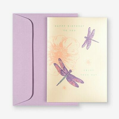 Home Quartier Klappkarte - Libelle violett