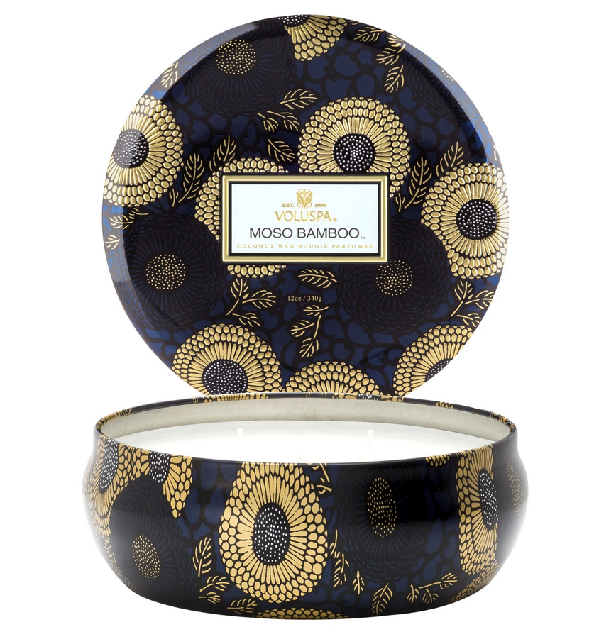 Voluspa  Moso Bamboo 3 Wick Tin Candle