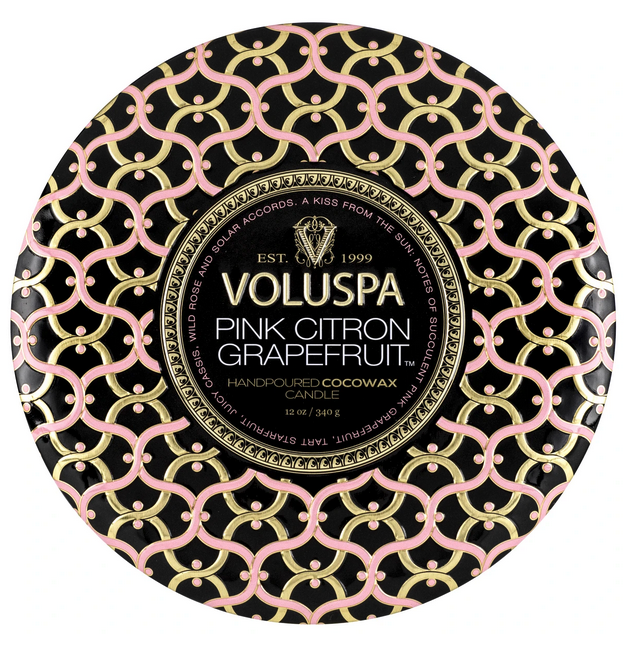 Voluspa Pink Citron Grapefruit 3 Wick Tin Candle Voluspa Pink Citron Grapefruit 3 Wick Tin Candle