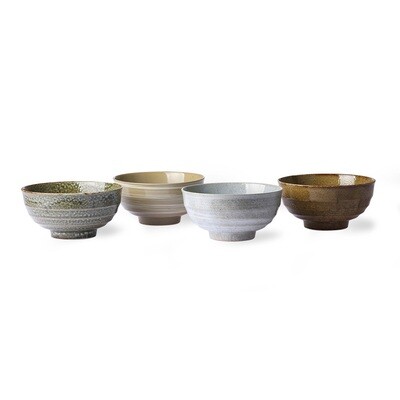 HK living Kyoto Keramik: Japanische Nudelschalen 4er Set