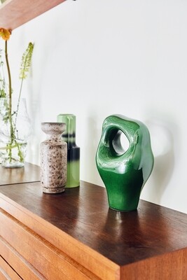 HK living OBJECTS: CERAMIC SCULPTURE GLOSSY GREEN