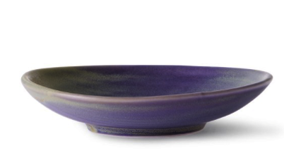 HK living 70s Keramik Schalenteller  purple green