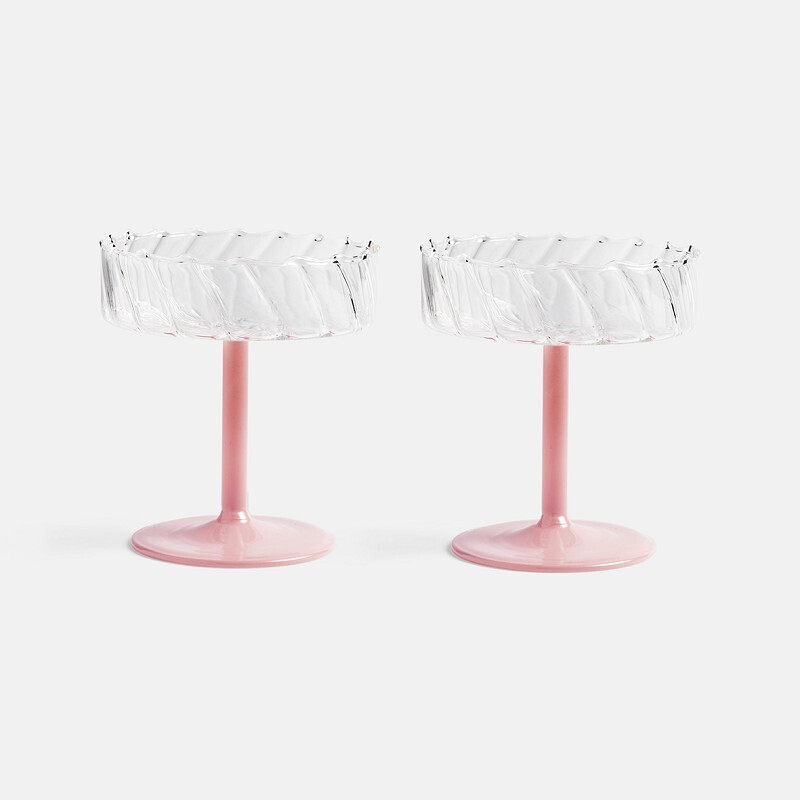 &klevering Sektgläser Coupe twirl  rosa / 2er Set