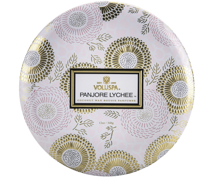 Voluspa Panjore Lychee 3 Wick Tin Candle Voluspa Panjore Lychee 3 Wick Tin Candle