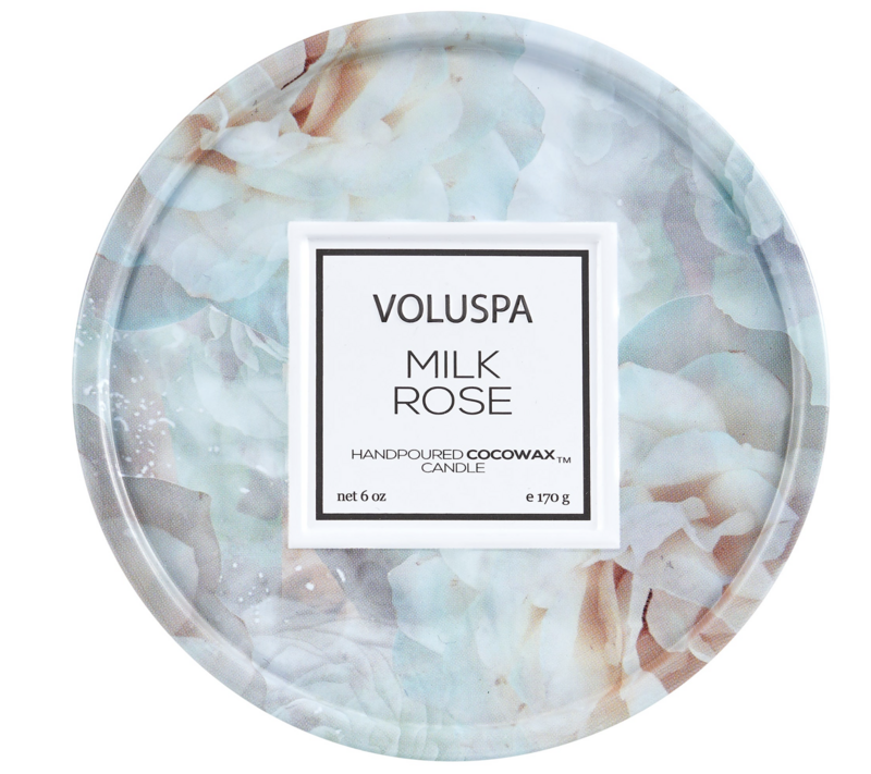 Voluspa Milk Rose 2 Wick Tin Candle Voluspa Milk Rose 2 Wick Tin Candle