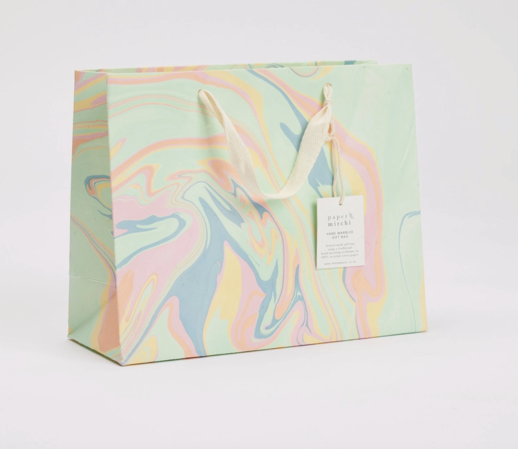 Paper Michi Geschenktüte handmarmoriert Marble Bouquet-pastel