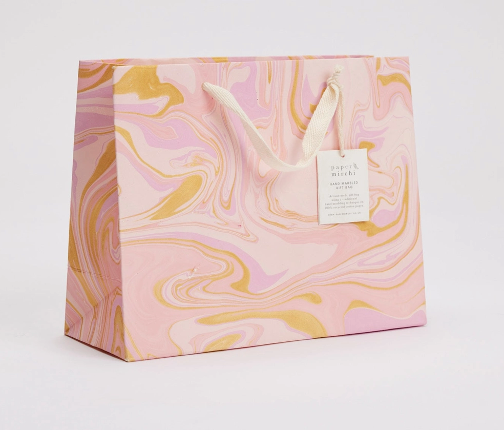 Paper Michi Geschenktüte handmarmoriert Marble Celebration -rosa