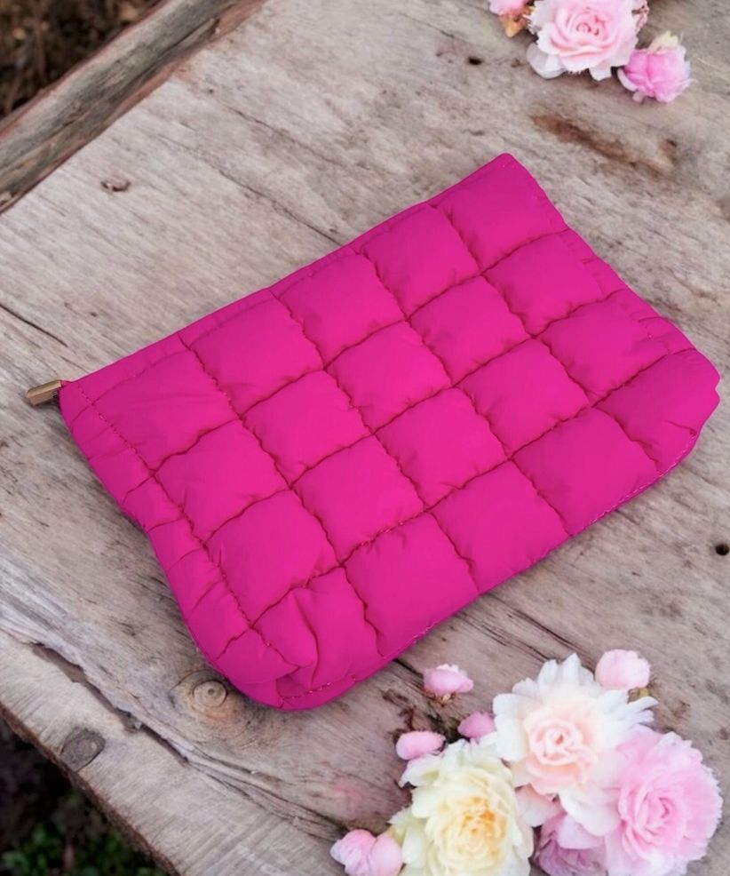 Schminktasche-gesteppt, Fuchsia