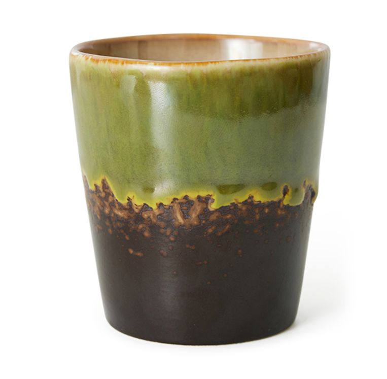 HK living 70s Keramik Kaffeebecher  Algae