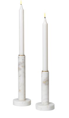 Cozy  living  Kerzenständer aus weissem Marmor  ( 2er Set)
