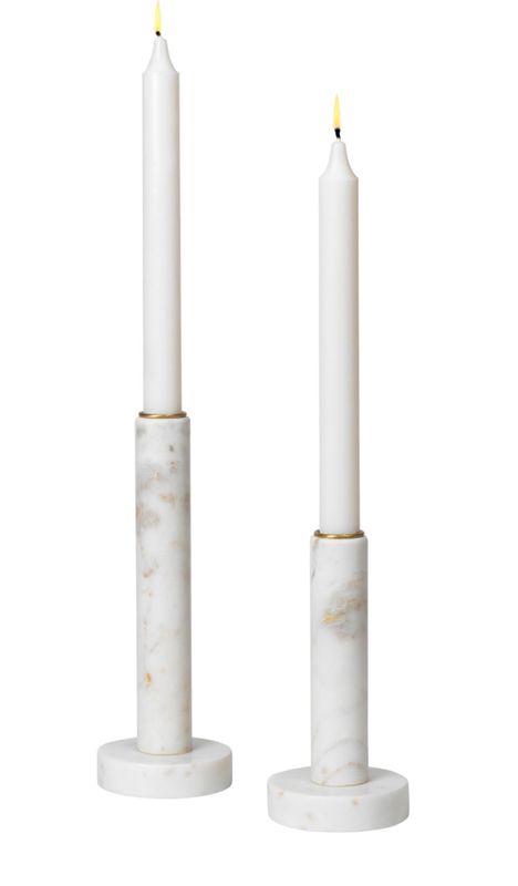 Cozy  living  Kerzenständer aus weissem Marmor  ( 2er Set)