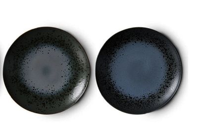 HK living 70s Keramik Essteller  Mineral  2er Set