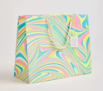 Paper Michi Geschenktüte handmarmoriert Marble Neon -gross