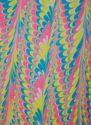 Paper Michi Geschenkpapier-handmarmoriert Neon Peacock