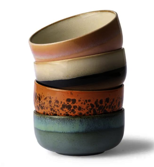 HK living 70s Keramik Dessert Schale  Sirius  4er Set