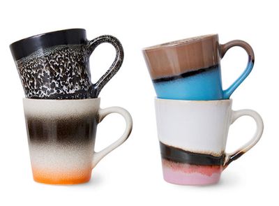 HK living 4er Set Espressotassen Funky