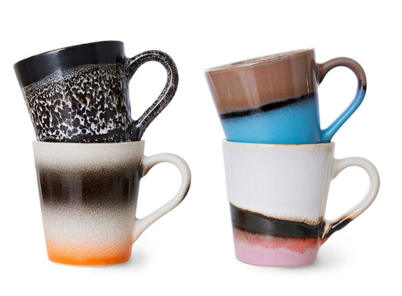 HK living 4er Set Espressotassen Funky